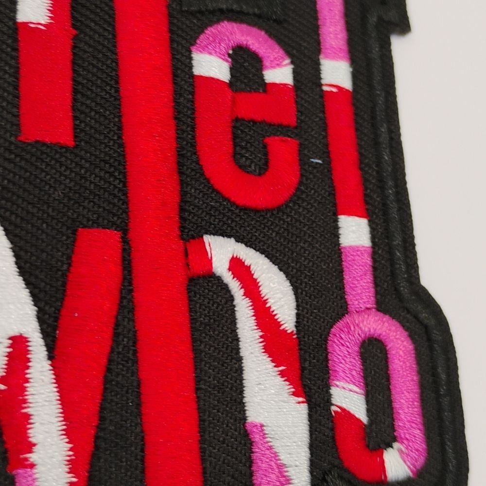 The Who Iron On Embroidered Patch Pink and White on Black background - Picture 3 of 10